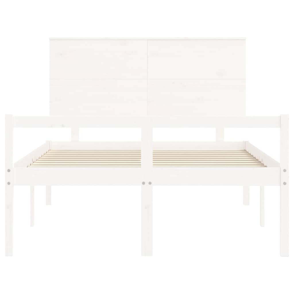 Krevet za starije s uzglavljem bijeli 140x200 cm masivnog drva