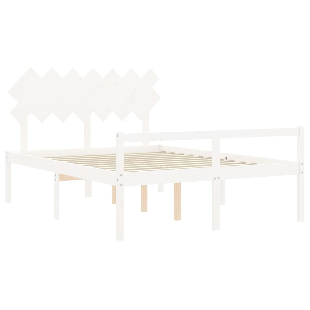 Krevet za starije s uzglavljem bijeli 140x190 cm masivnog drva