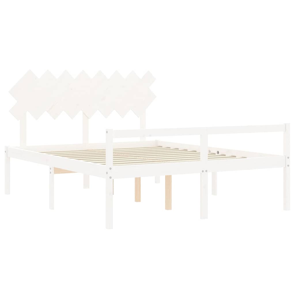 Krevet za starije s uzglavljem bijeli 160x200 cm masivnog drva