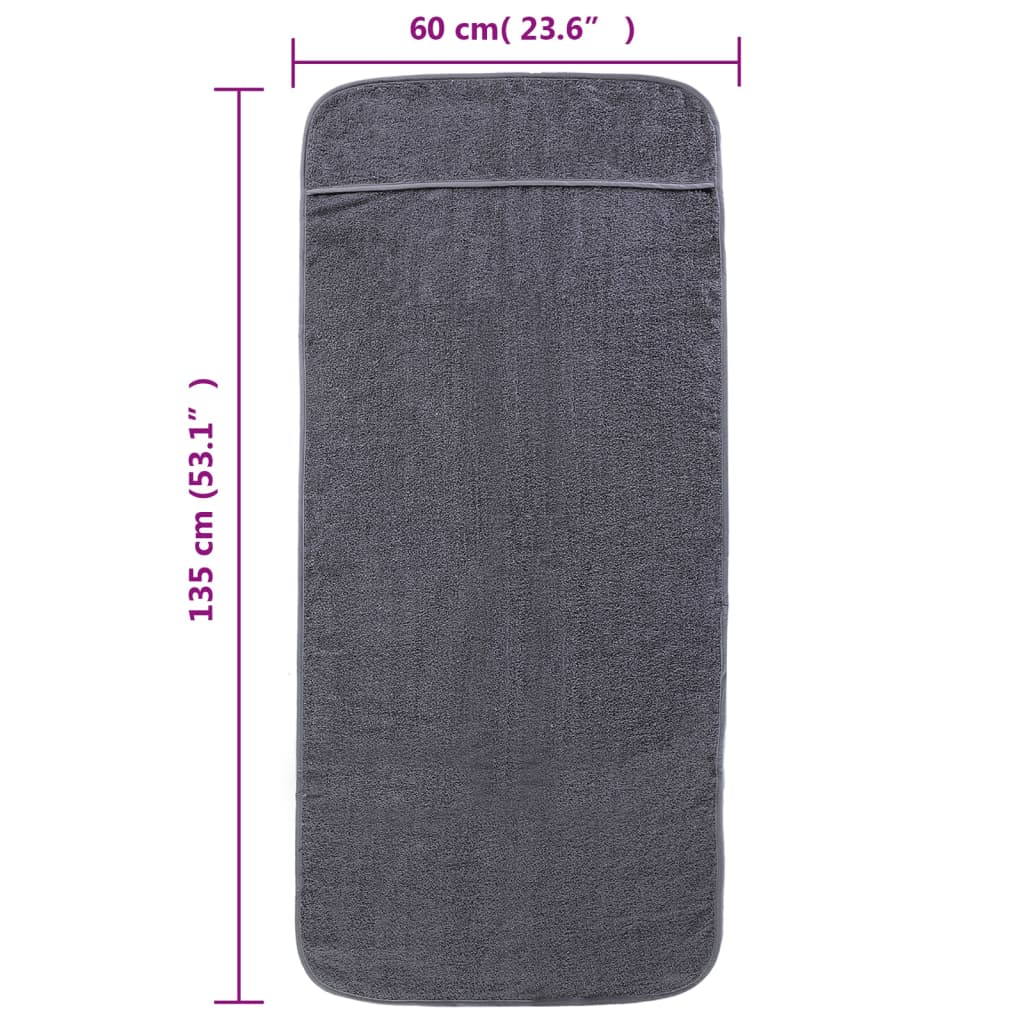 Ručnici za plažu 6 kom antracit 60 x 135 cm od tkanine 400 GSM