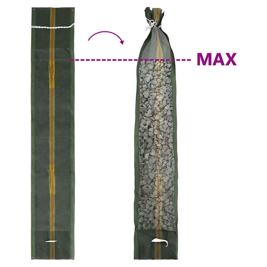Vreće za pijesak 10 kom tamnozelene 103 x 25 cm HDPE