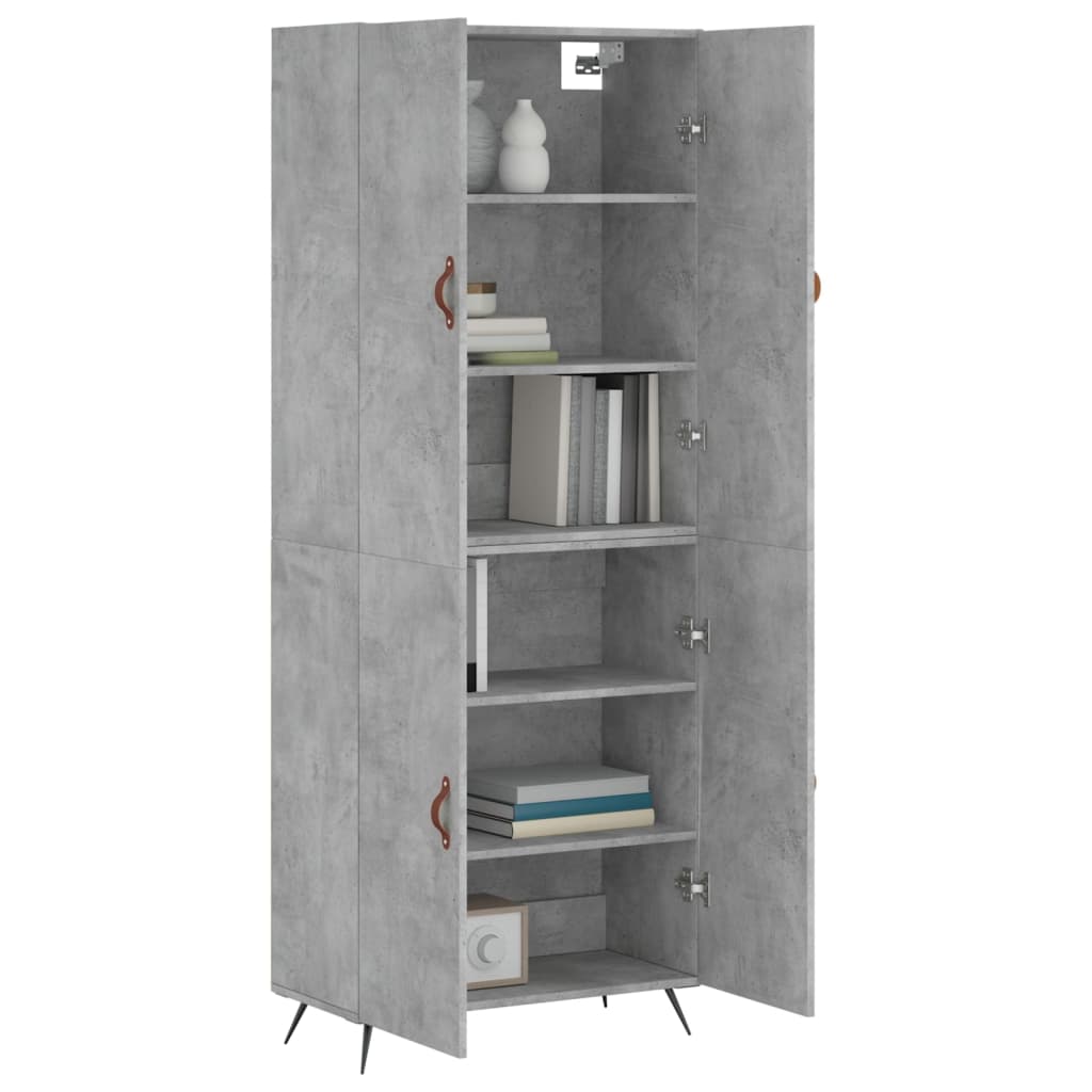 Visoka komoda siva betona 69,5x34x180 cm od konstruiranog drva