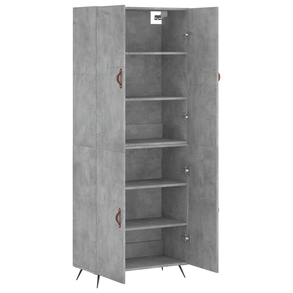 Visoka komoda siva betona 69,5x34x180 cm od konstruiranog drva