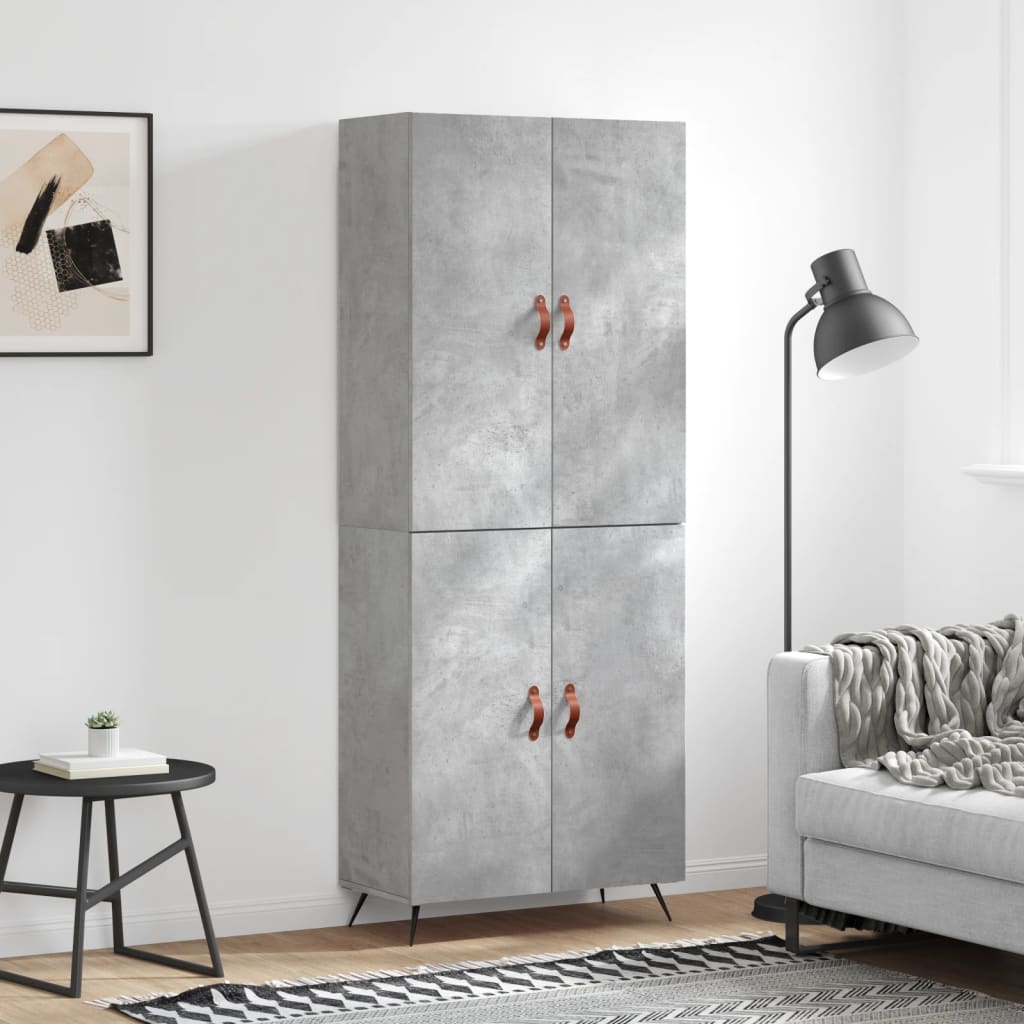 Visoka komoda siva betona 69,5x34x180 cm od konstruiranog drva