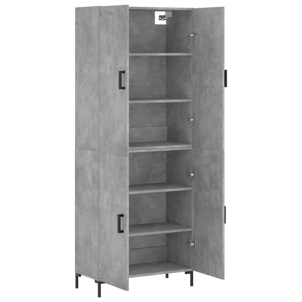 Visoka komoda siva betona 69,5x34x180 cm od konstruiranog drva
