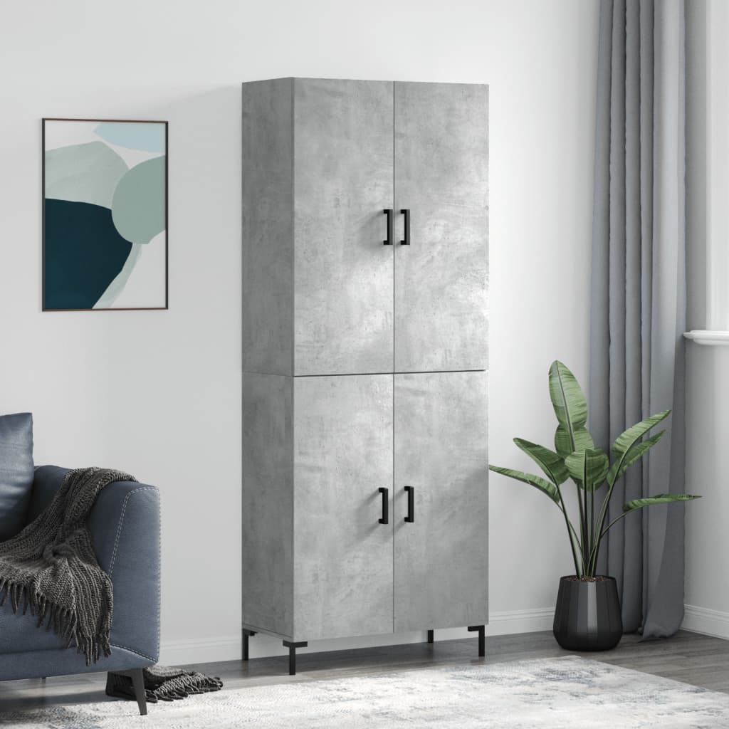 Visoka komoda siva betona 69,5x34x180 cm od konstruiranog drva
