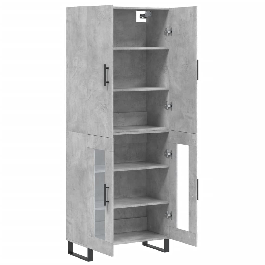 Visoka komoda siva betona 69,5x34x180 cm od konstruiranog drva