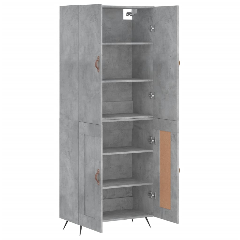 Visoka komoda siva betona 69,5x34x180 cm od konstruiranog drva