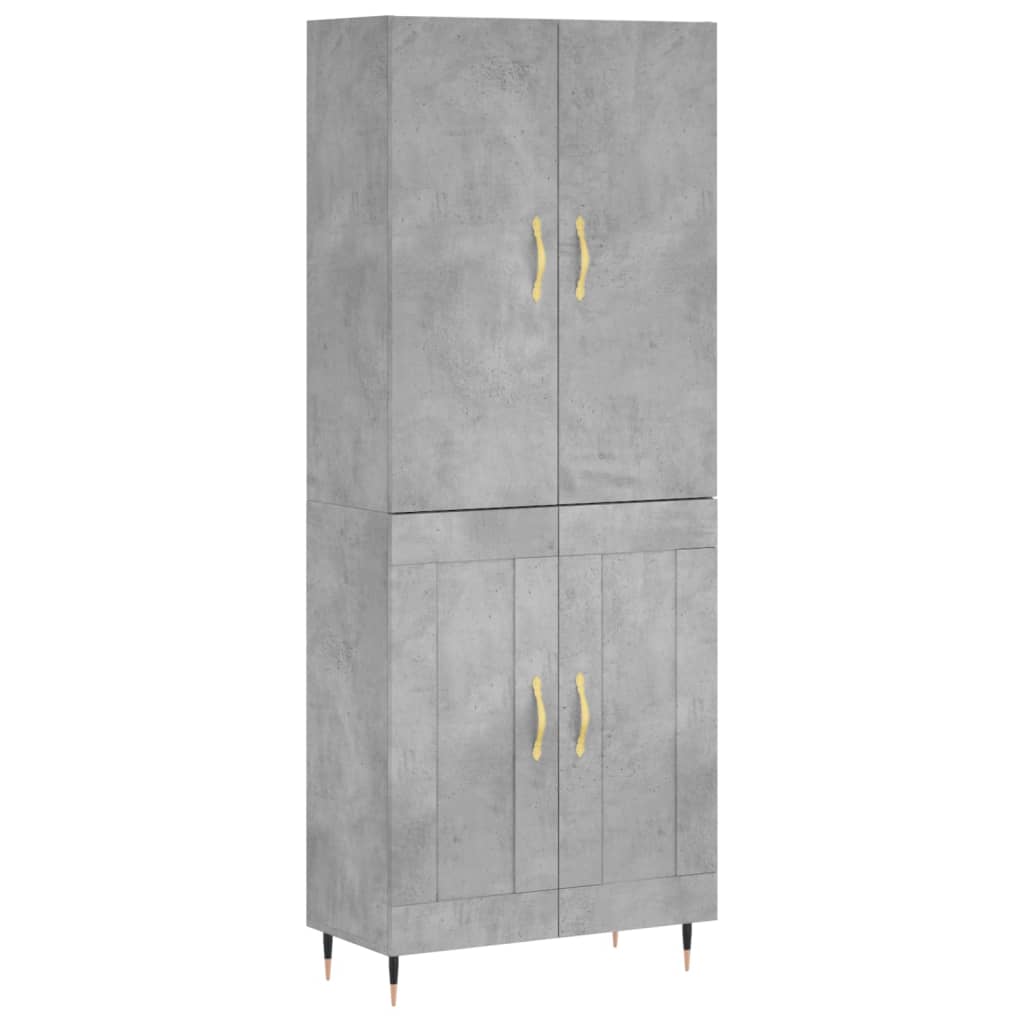 Visoka komoda siva betona 69,5x34x180 cm od konstruiranog drva