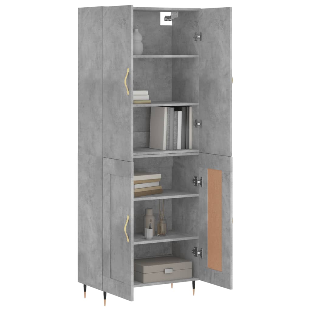 Visoka komoda siva betona 69,5x34x180 cm od konstruiranog drva