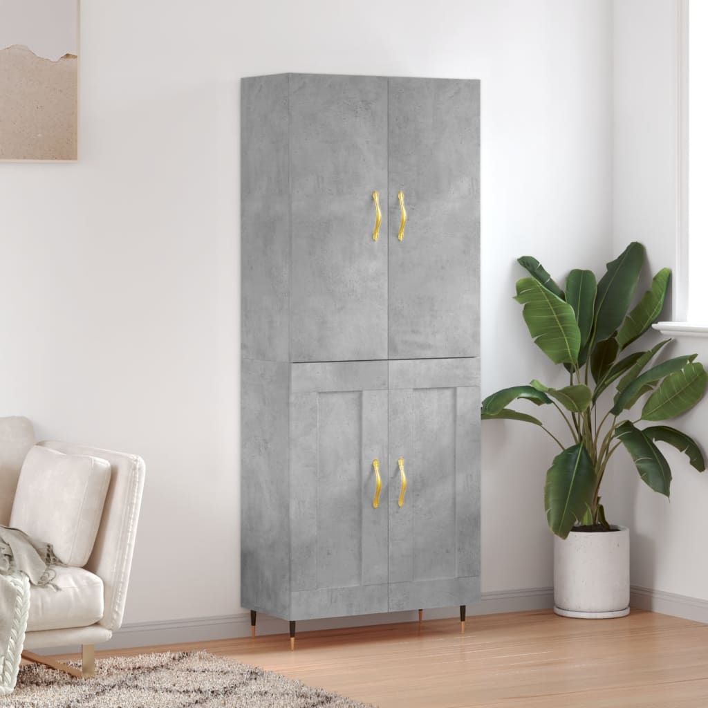 Visoka komoda siva betona 69,5x34x180 cm od konstruiranog drva