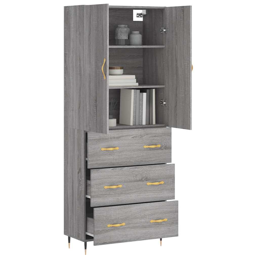 Visoka komoda siva sonome 69,5x34x180 cm od konstruiranog drva
