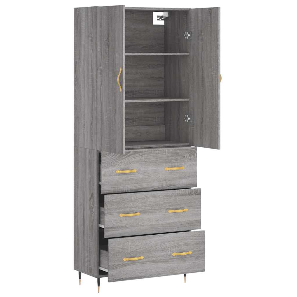 Visoka komoda siva sonome 69,5x34x180 cm od konstruiranog drva