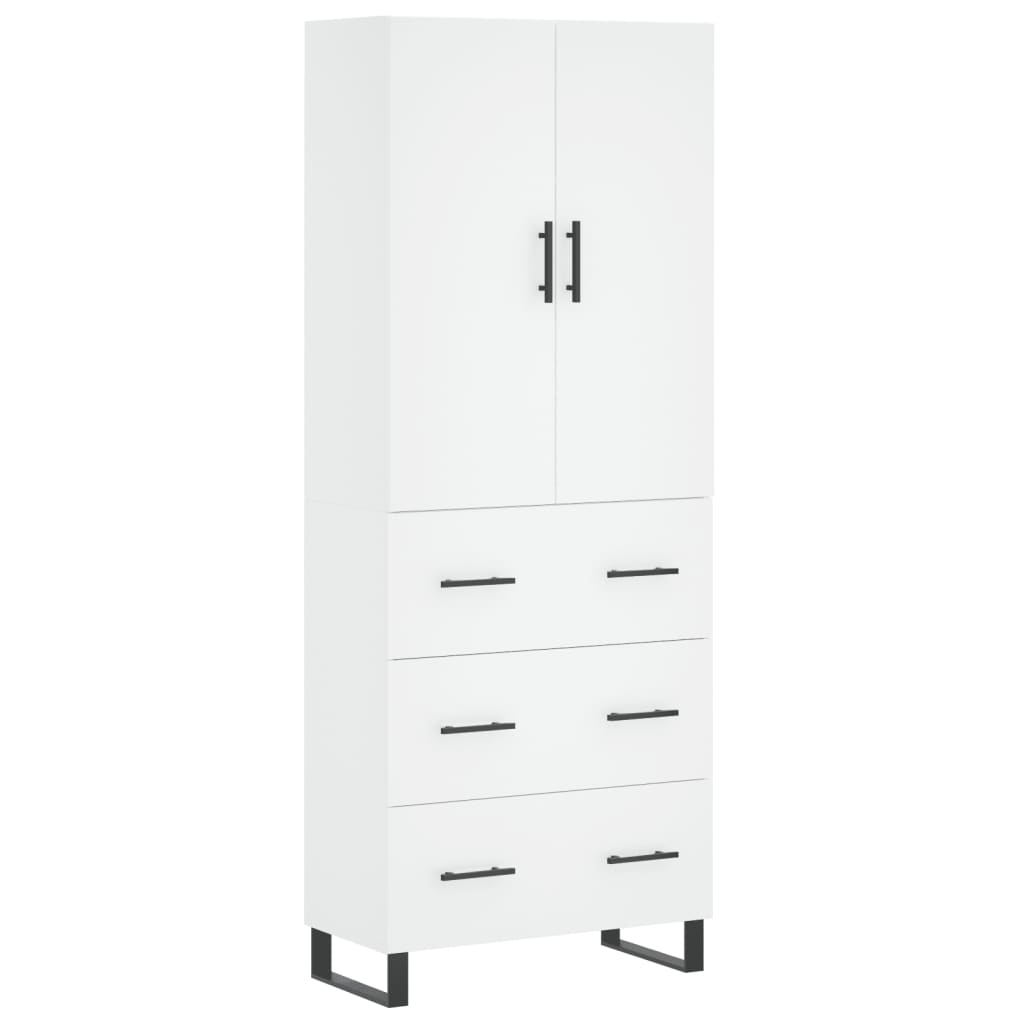 Visoka komoda bijela 69,5x34x180 cm konstruirano drvo