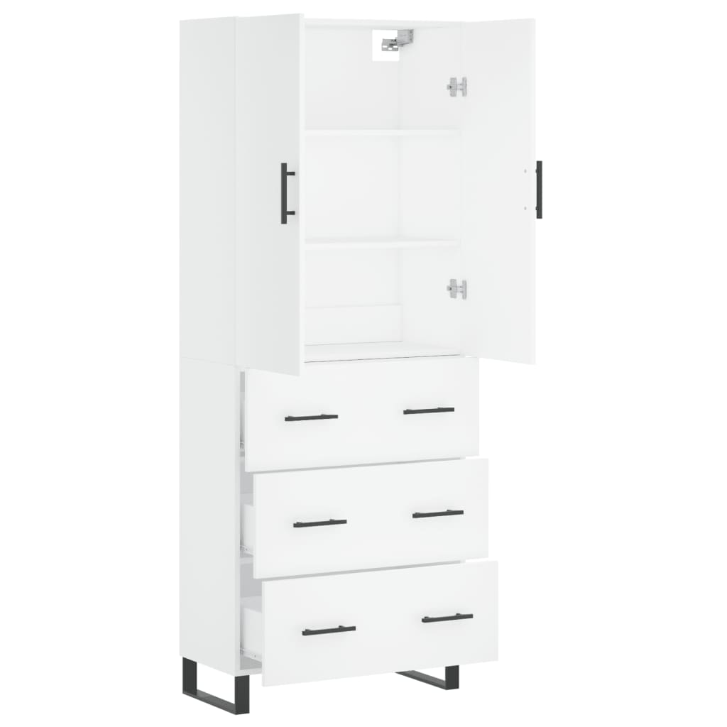 Visoka komoda bijela 69,5x34x180 cm konstruirano drvo