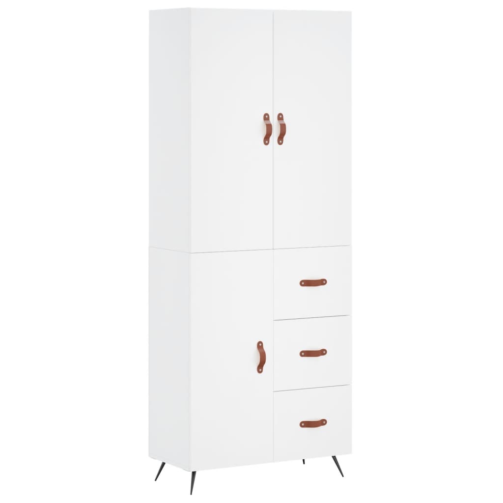 Visoka komoda bijela 69,5x34x180 cm konstruirano drvo