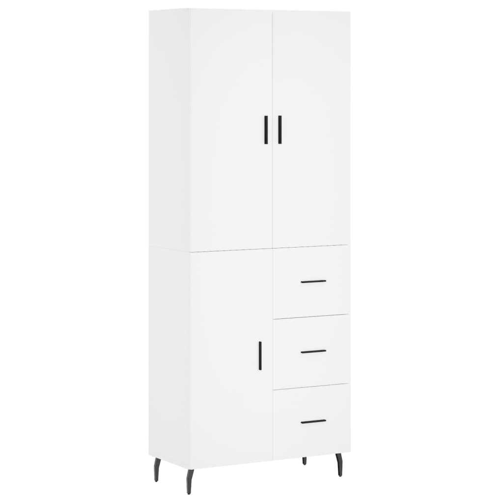 Visoka komoda bijela 69,5x34x180 cm konstruirano drvo