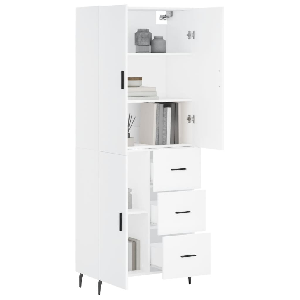 Visoka komoda bijela 69,5x34x180 cm konstruirano drvo