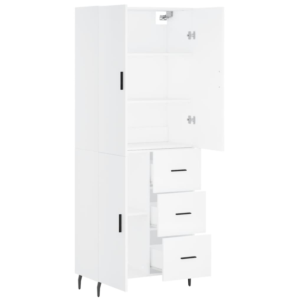Visoka komoda bijela 69,5x34x180 cm konstruirano drvo