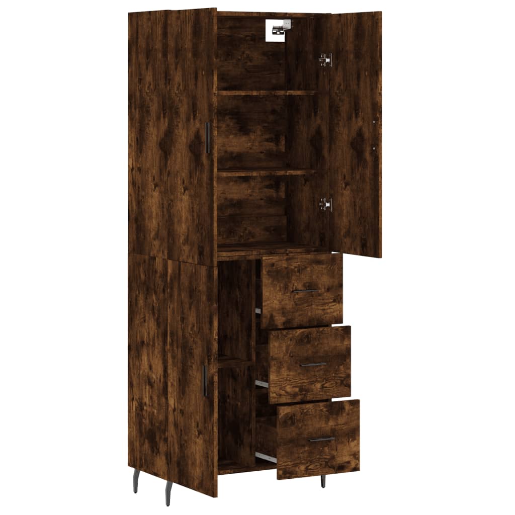 Visoka komoda dimljeni hrast 69,5x34x180 cm konstruiranog drva