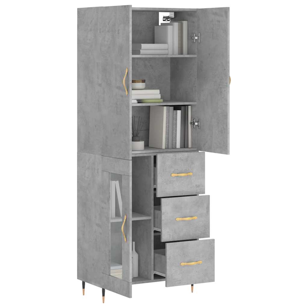 Visoka komoda siva betona 69,5x34x180 cm od konstruiranog drva