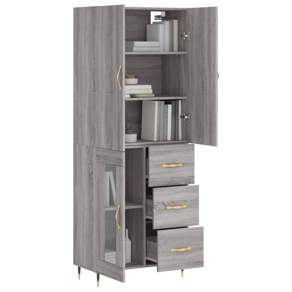 Visoka komoda siva sonome 69,5x34x180 cm od konstruiranog drva
