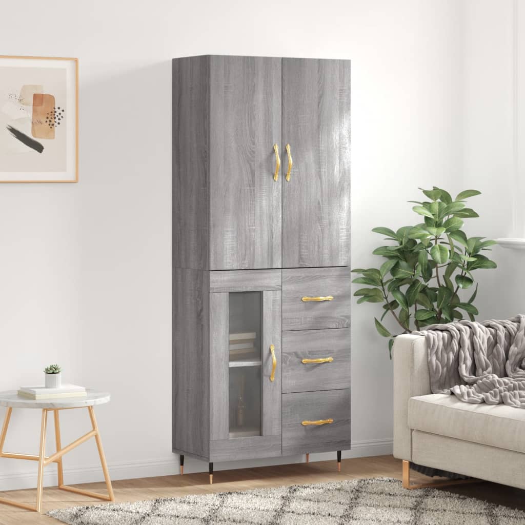 Visoka komoda siva sonome 69,5x34x180 cm od konstruiranog drva