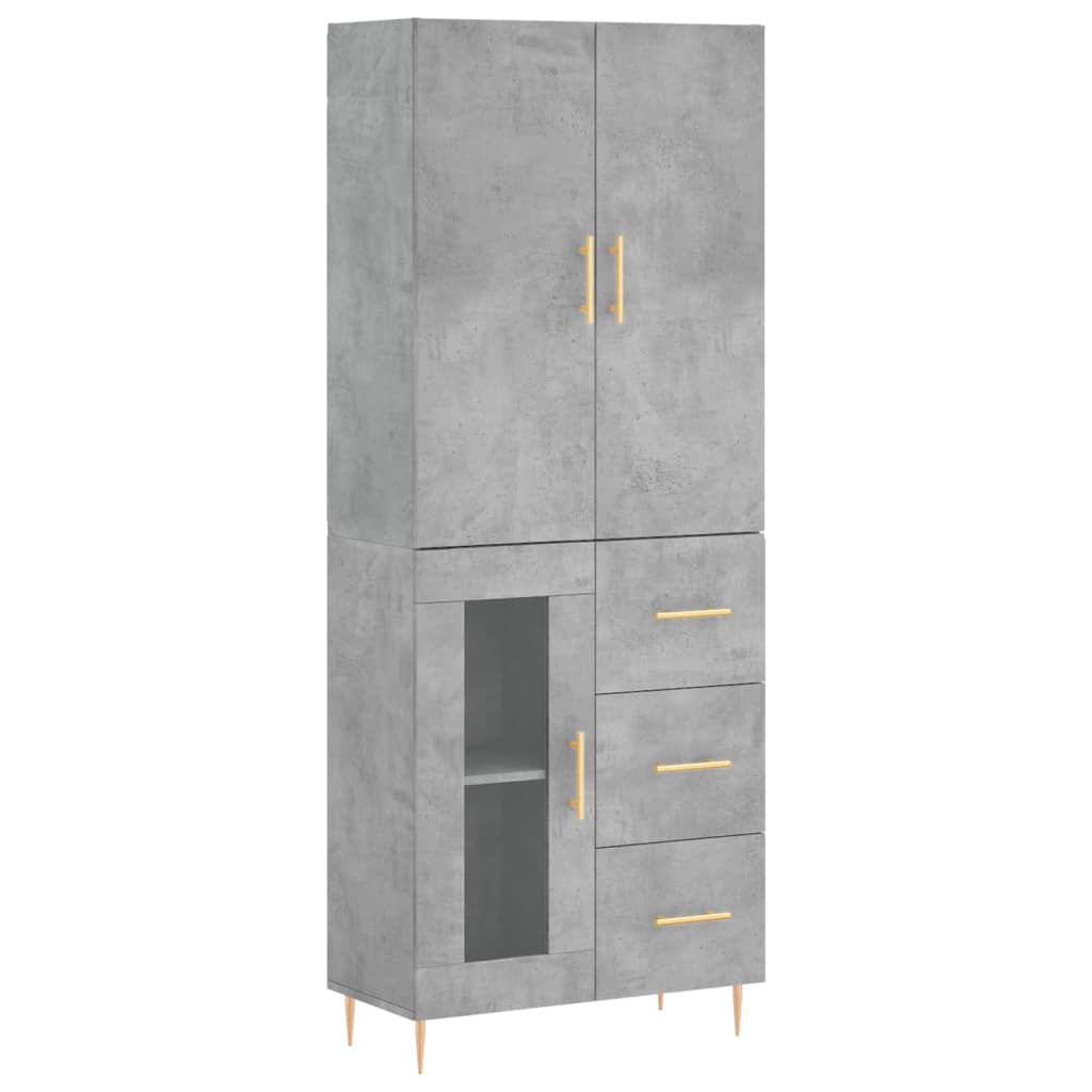 Visoka komoda siva betona 69,5x34x180 cm od konstruiranog drva