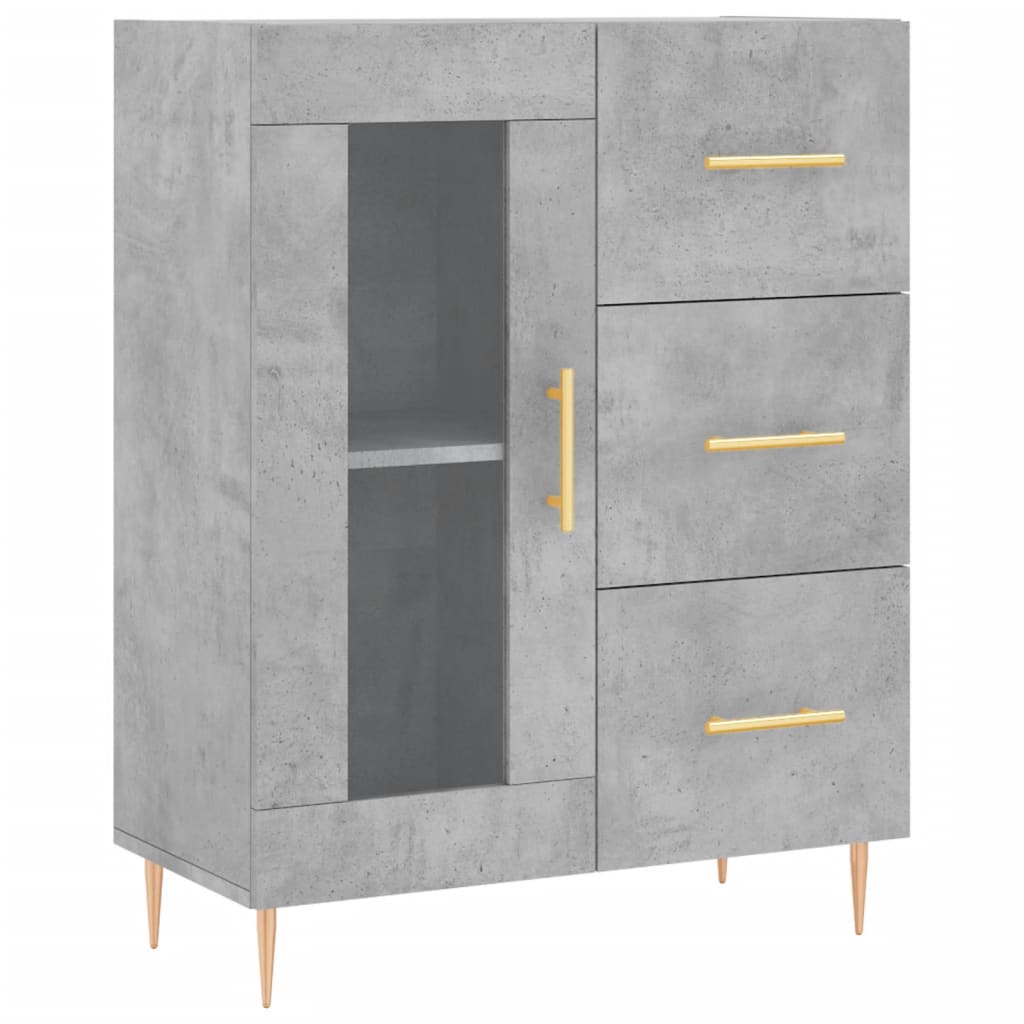 Visoka komoda siva betona 69,5x34x180 cm od konstruiranog drva