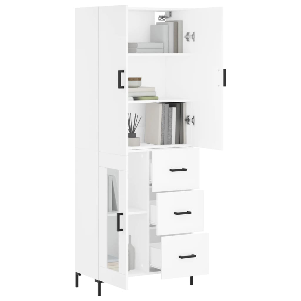 Visoka komoda bijela 69,5x34x180 cm konstruirano drvo