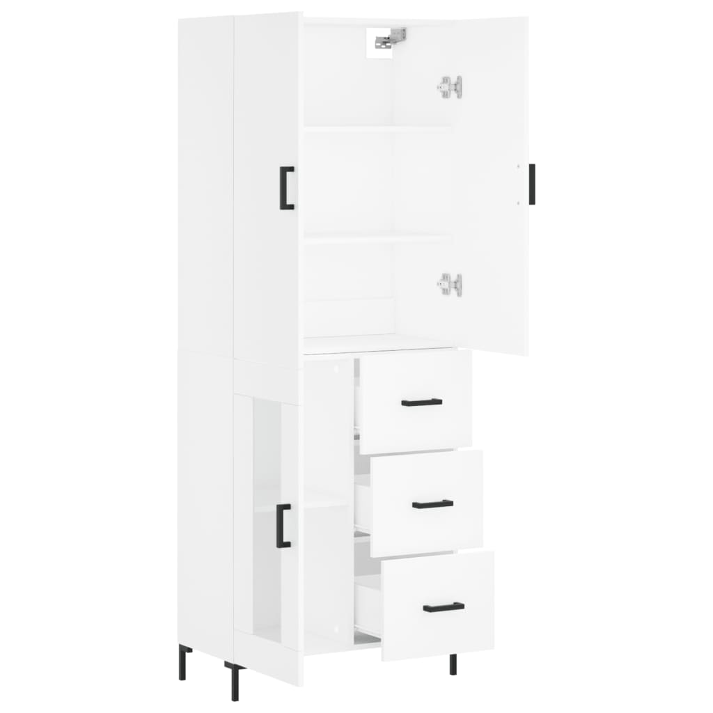 Visoka komoda bijela 69,5x34x180 cm konstruirano drvo