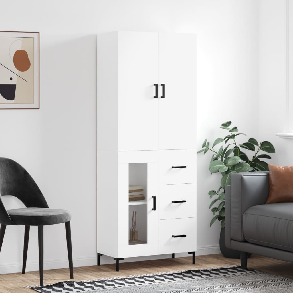 Visoka komoda bijela 69,5x34x180 cm konstruirano drvo