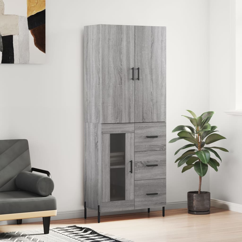 Visoka komoda siva sonome 69,5x34x180 cm od konstruiranog drva