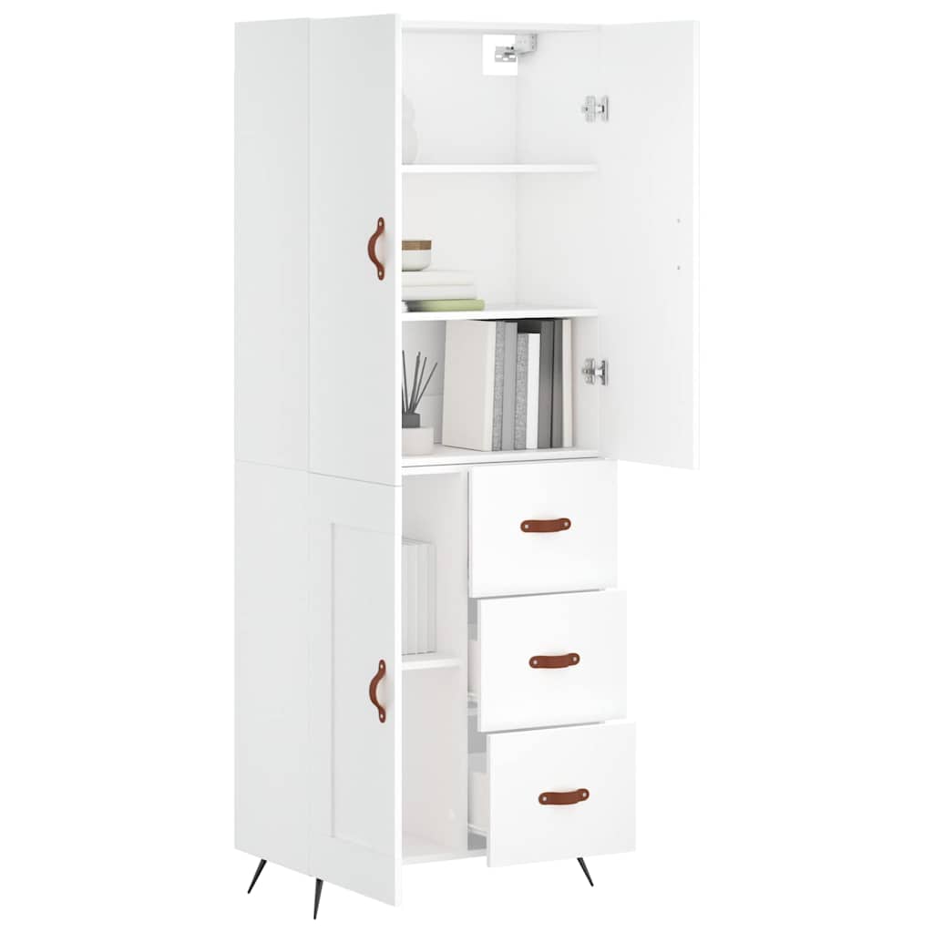 Visoka komoda bijela 69,5x34x180 cm konstruirano drvo
