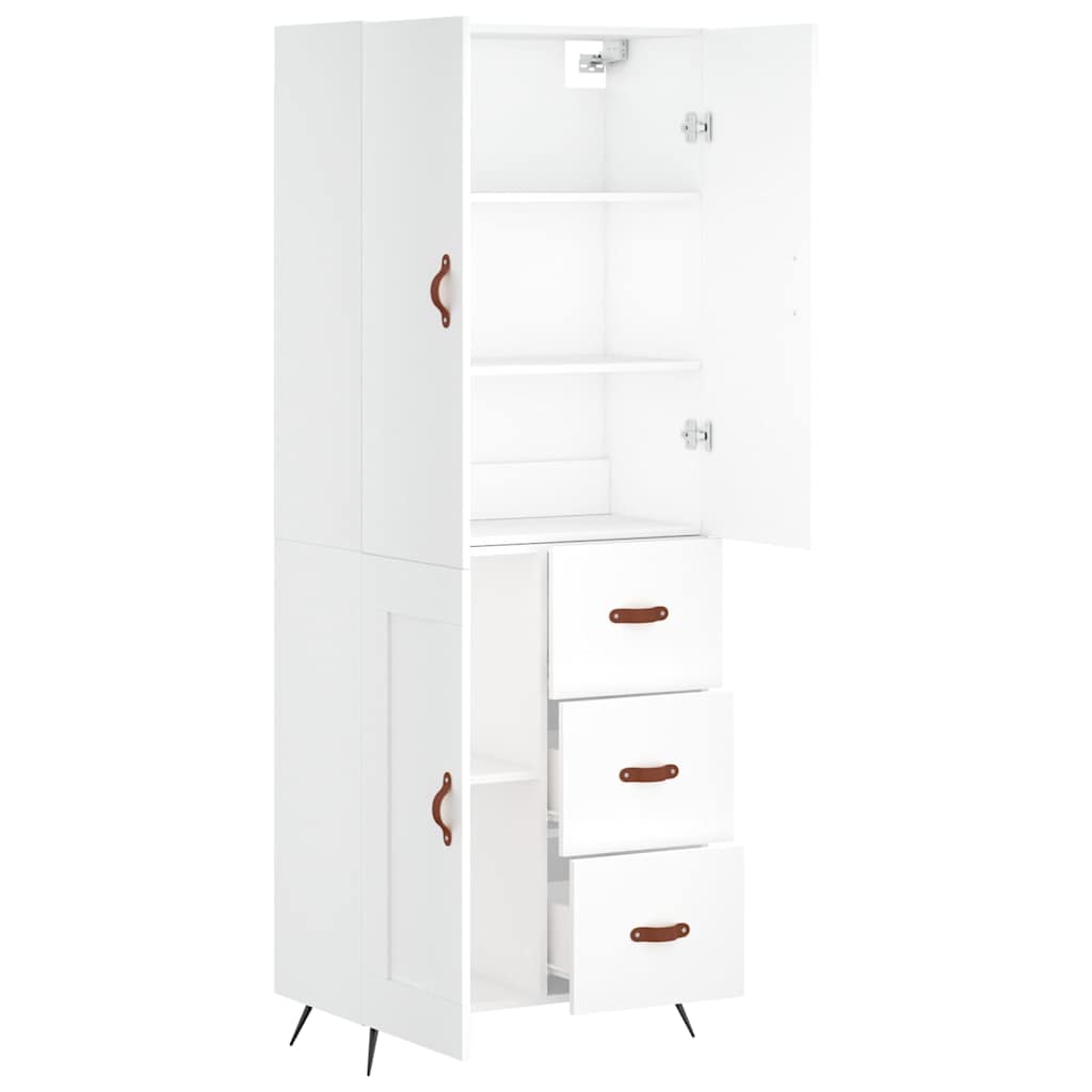 Visoka komoda bijela 69,5x34x180 cm konstruirano drvo