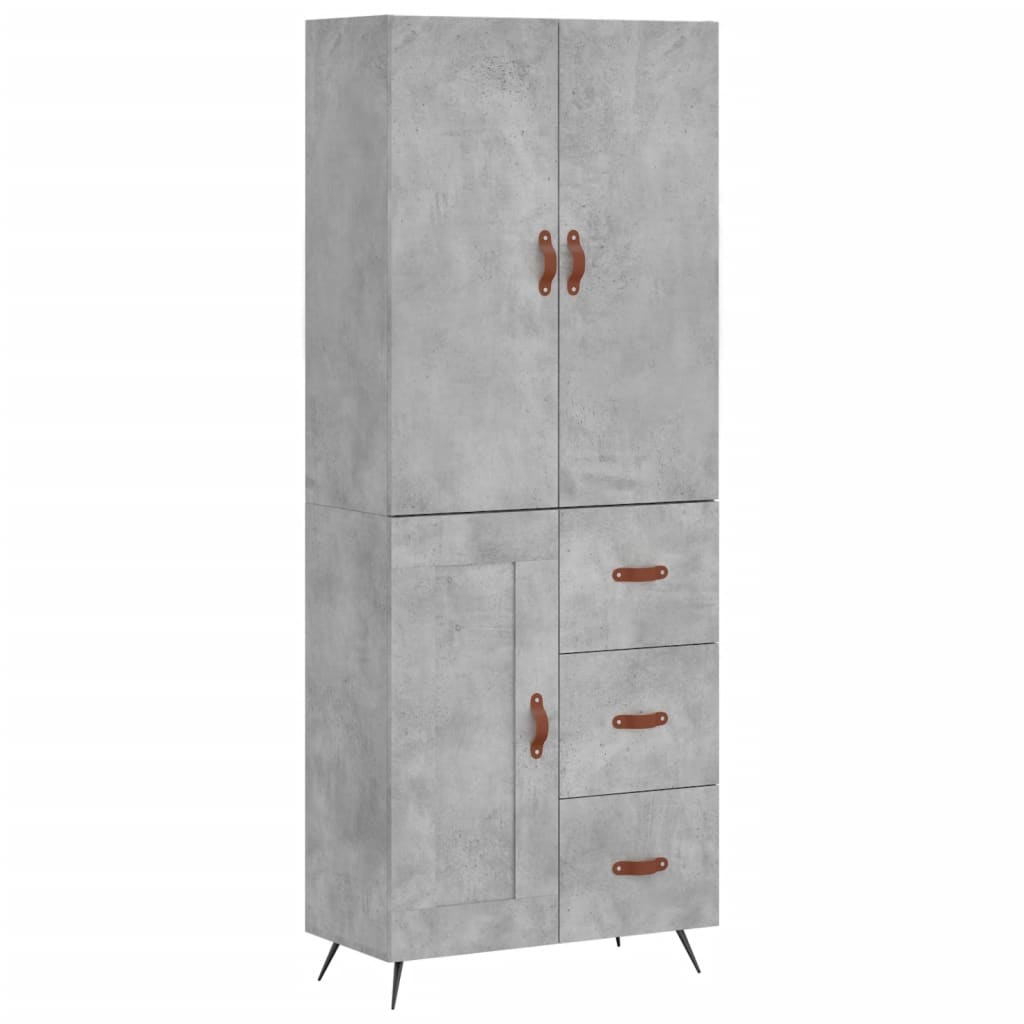 Visoka komoda siva betona 69,5x34x180 cm od konstruiranog drva