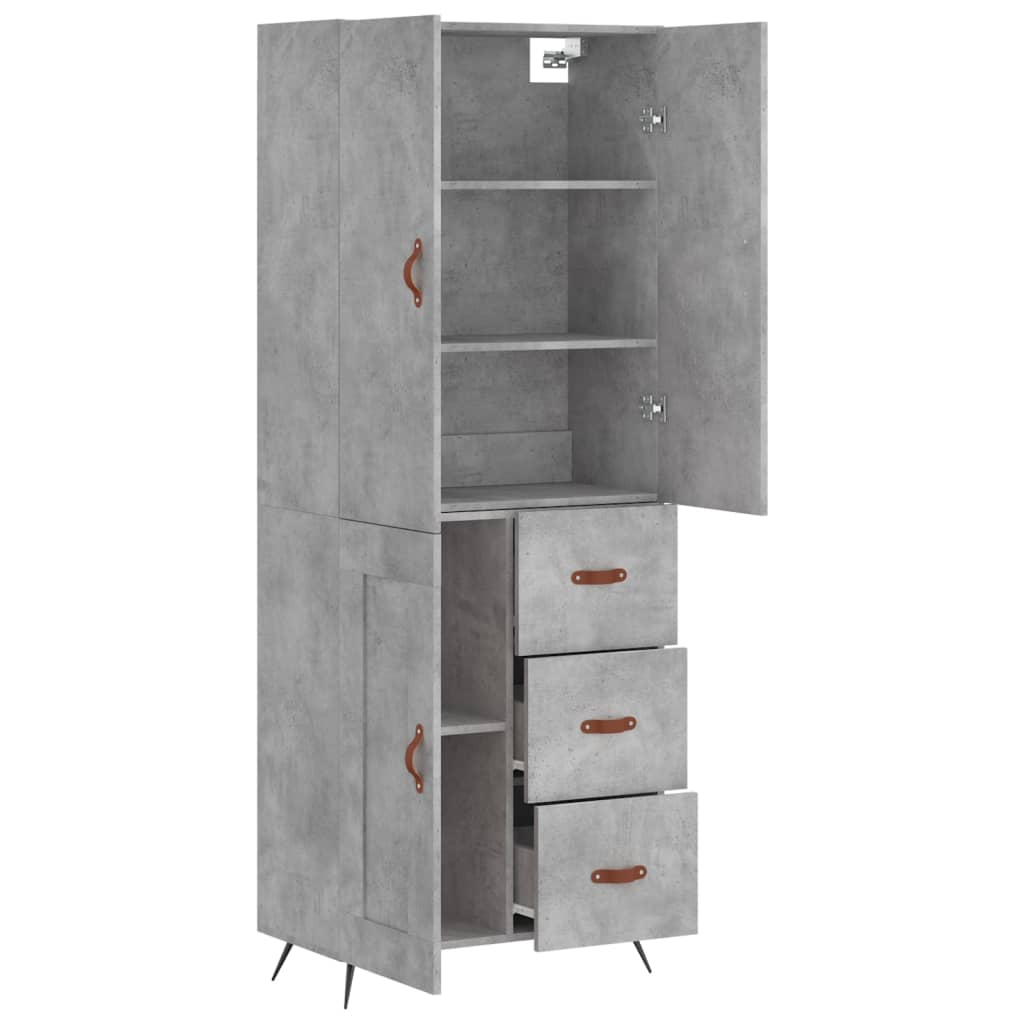 Visoka komoda siva betona 69,5x34x180 cm od konstruiranog drva