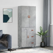 Visoka komoda siva betona 69,5x34x180 cm od konstruiranog drva
