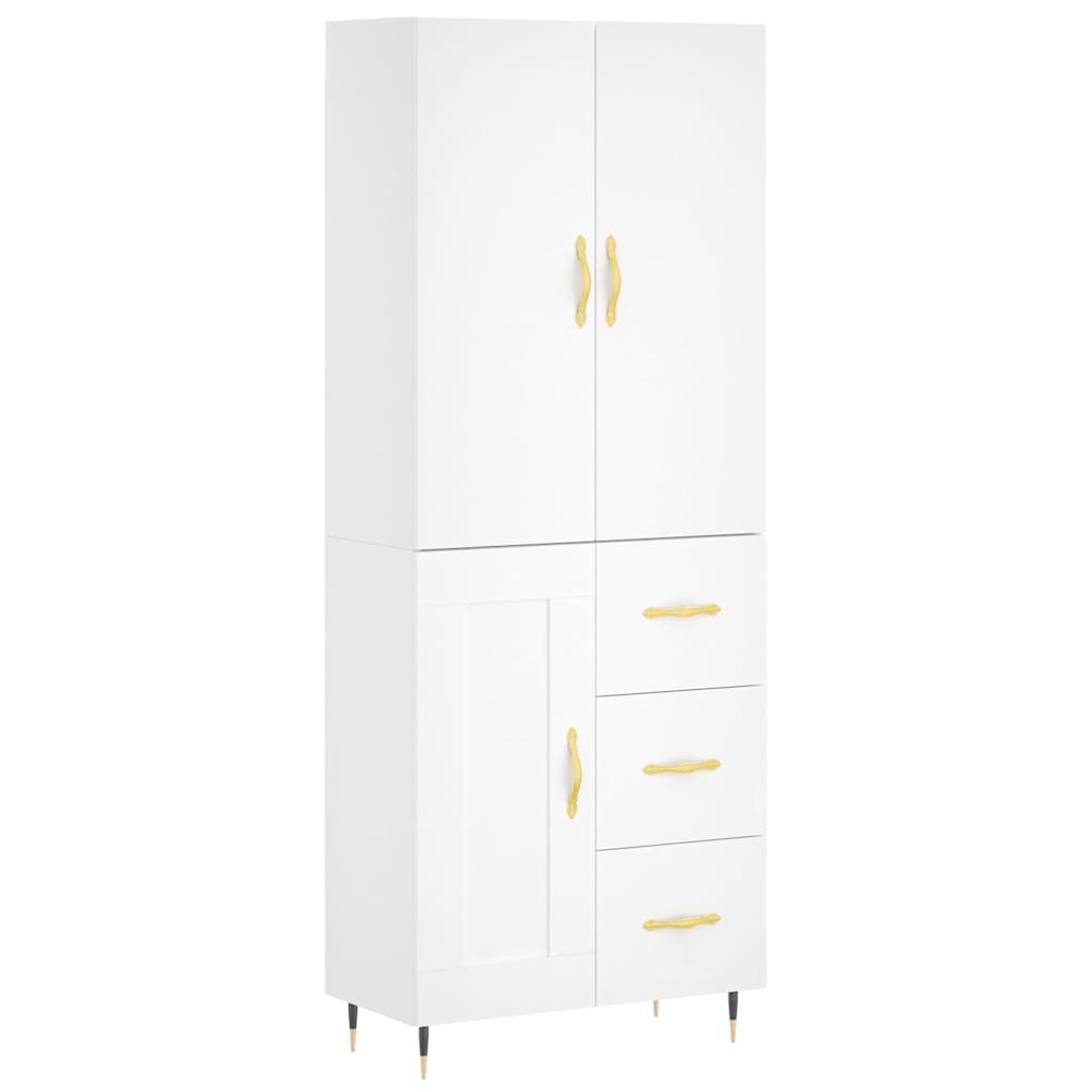 Visoka komoda bijela 69,5x34x180 cm konstruirano drvo
