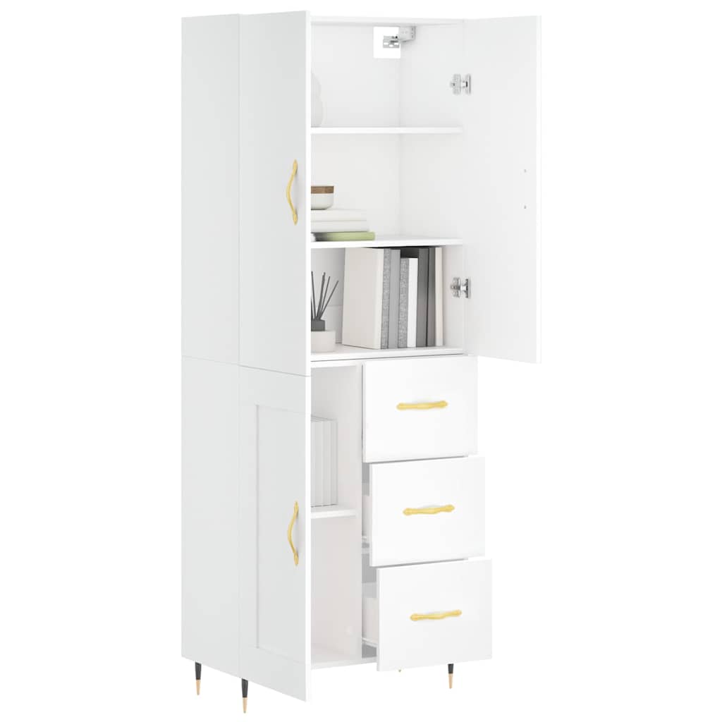 Visoka komoda bijela 69,5x34x180 cm konstruirano drvo