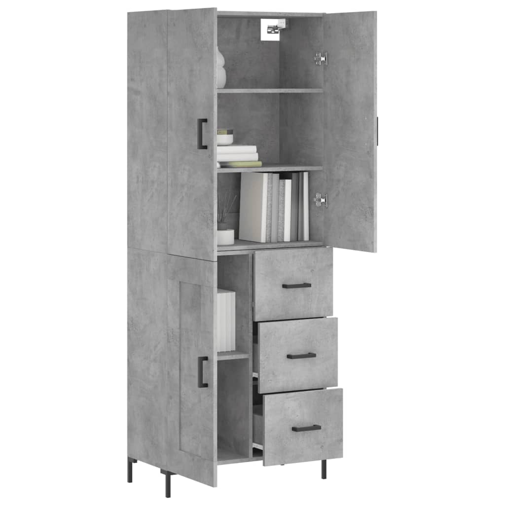 Visoka komoda siva betona 69,5x34x180 cm od konstruiranog drva