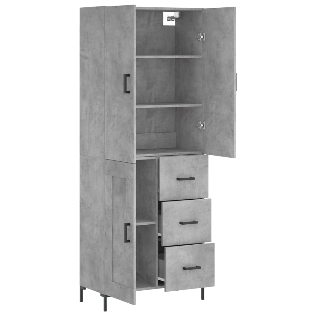 Visoka komoda siva betona 69,5x34x180 cm od konstruiranog drva