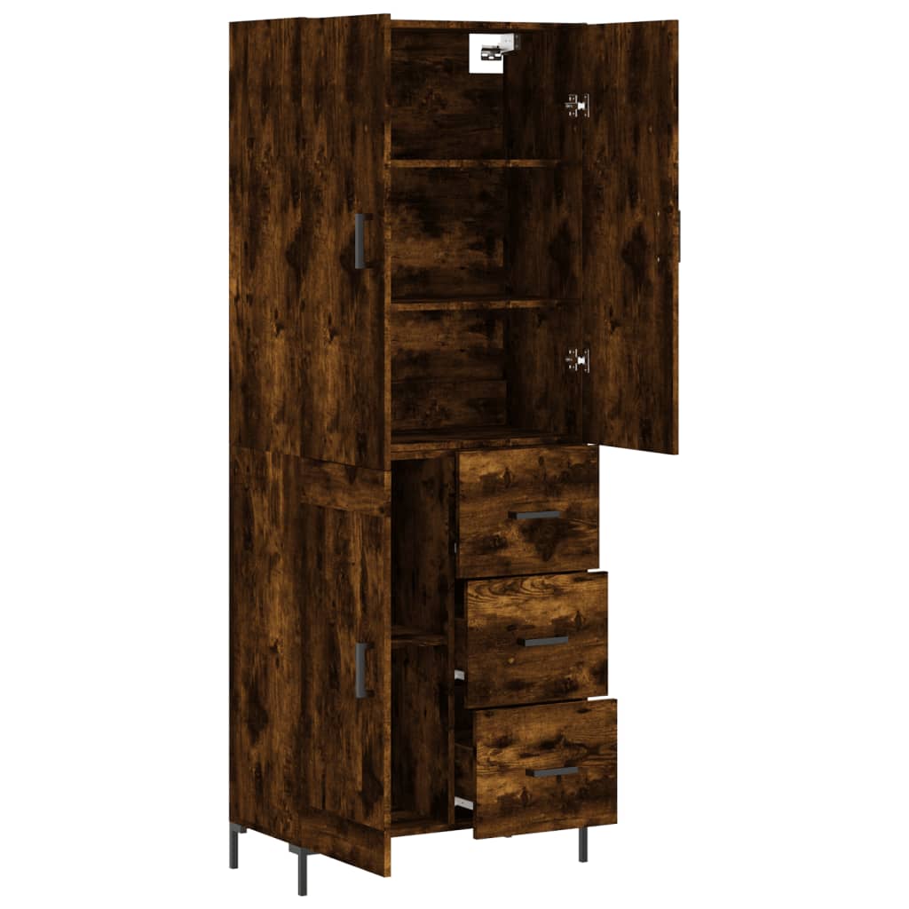 Visoka komoda dimljeni hrast 69,5x34x180 cm konstruiranog drva