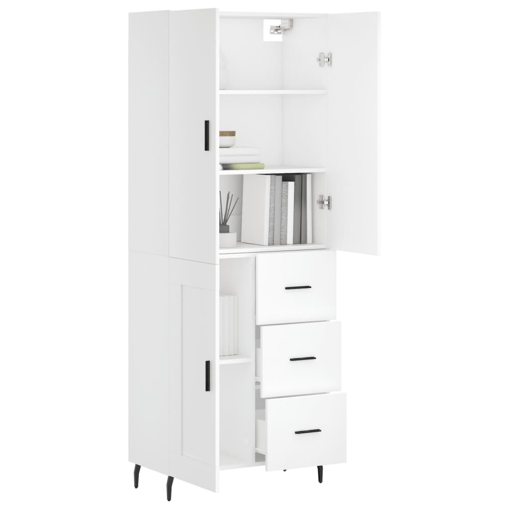 Visoka komoda bijela 69,5x34x180 cm konstruirano drvo