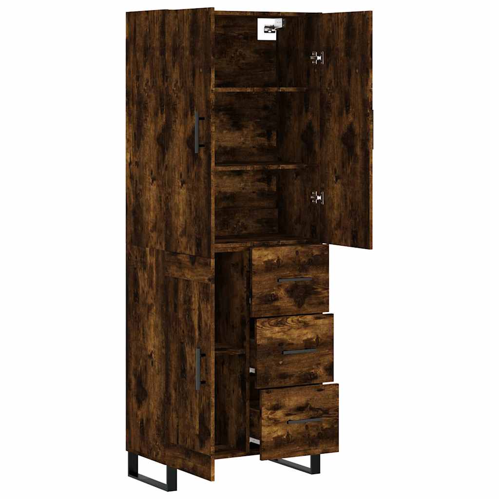 Visoka komoda dimljeni hrast 69,5x34x180 cm konstruiranog drva