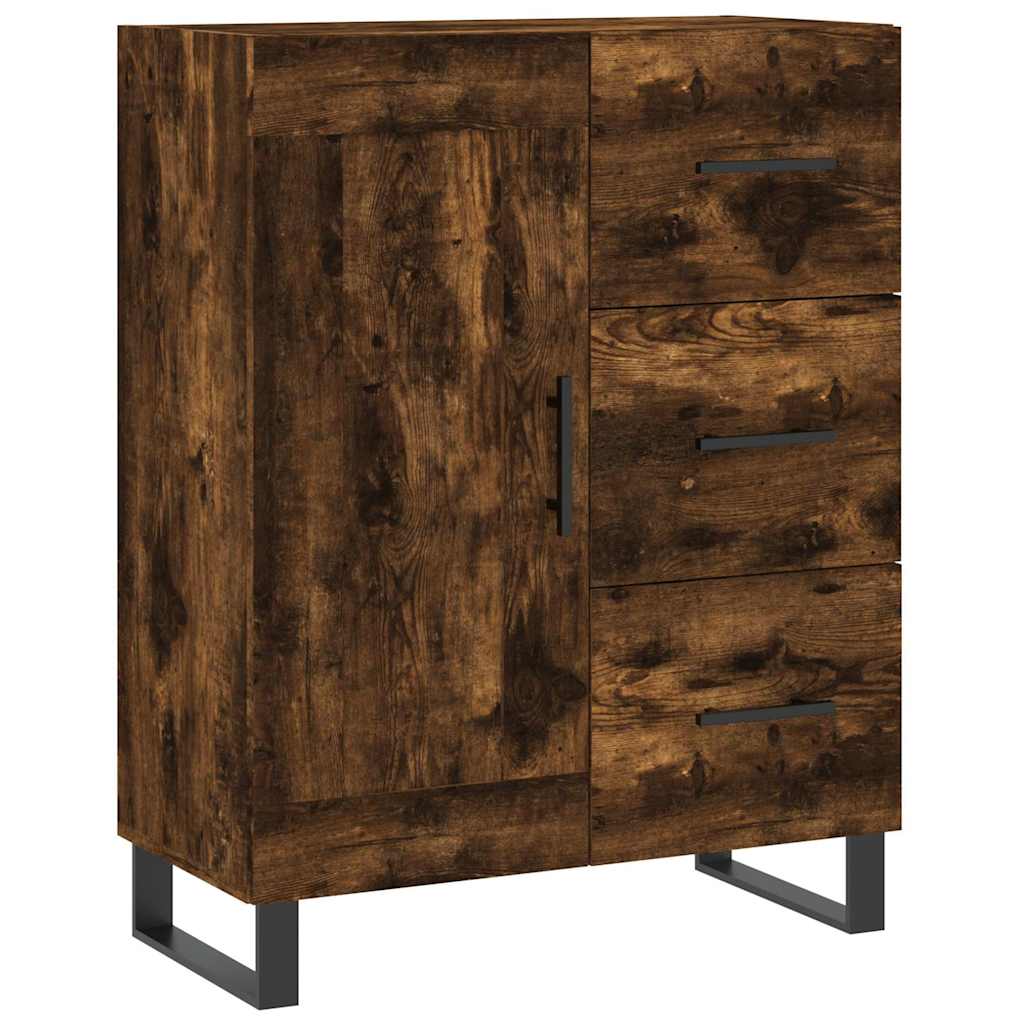 Visoka komoda dimljeni hrast 69,5x34x180 cm konstruiranog drva
