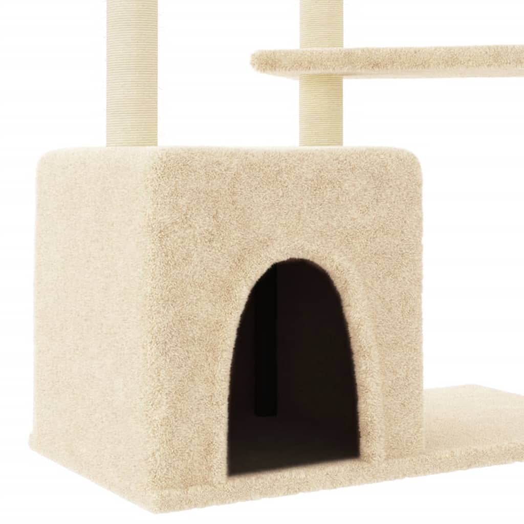 Penjalica za mačke sa stupovima za grebanje krem 107,5 cm