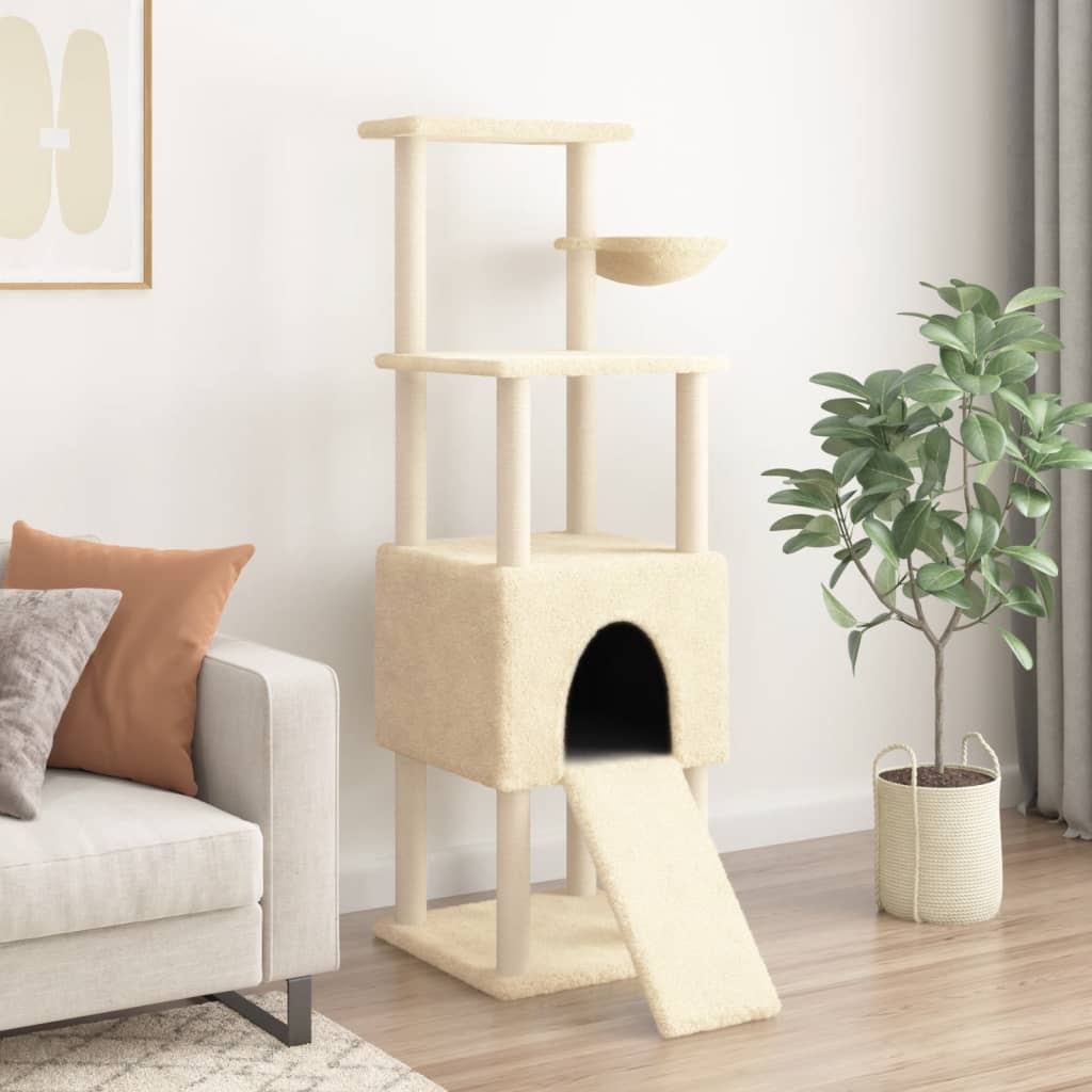 Penjalica za mačke sa stupovima za grebanje krem 153 cm