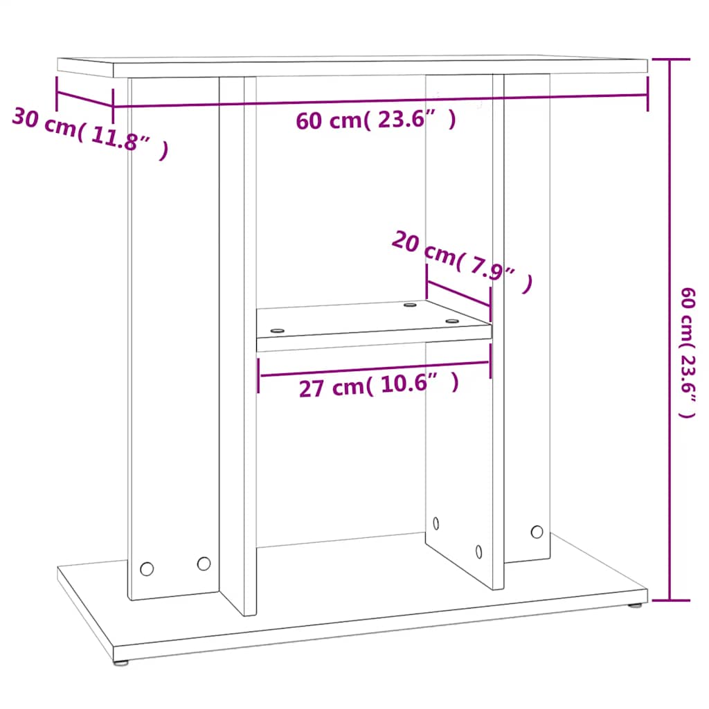 Stalak za akvarij bijeli 60 x 30 x 60 cm od konstruiranog drva