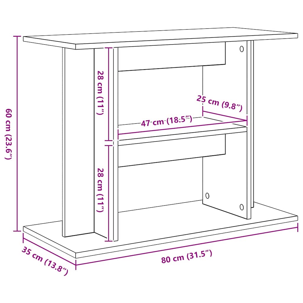 Stalak za akvarij bijeli 80 x 35 x 60 cm od konstruiranog drva